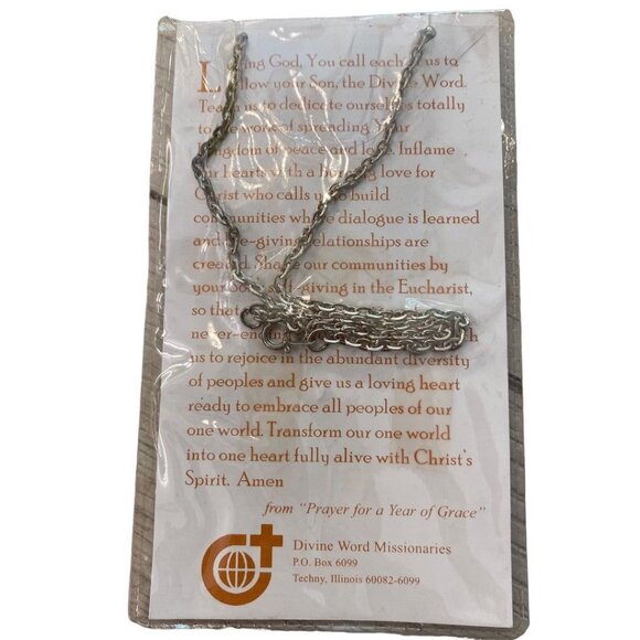 Catholic Christian Medals on Chain Mary Pope John Paul Set of 2 New on Prayer Ca - Picture 8 of 12